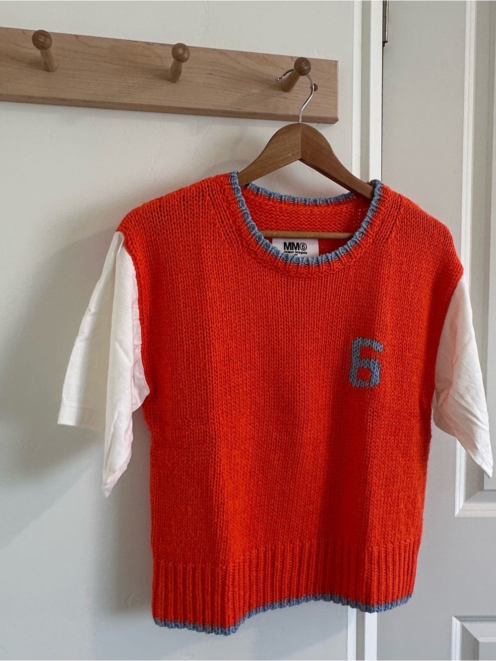 Maison Martin Margiela Orange Knit Layered Sleeveless Sweater with White Tee